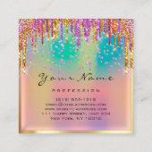 Makeup Artist Event Planner Glitter Holograaf Vierkante Visitekaartje (Achterkant)