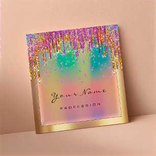 Makeup Artist Event Planner Glitter Holograaf Vierkante Visitekaartje