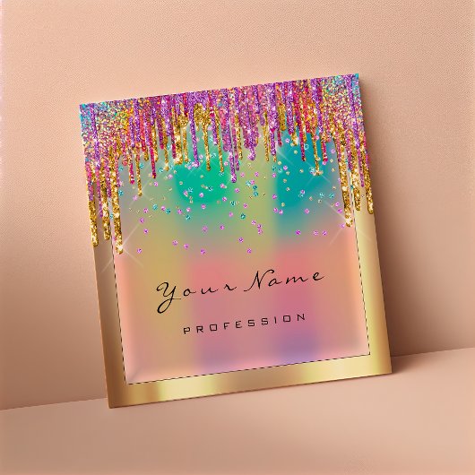 Makeup Artist Event Planner Glitter Holograaf Vierkante Visitekaartje