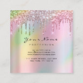 Makeup Artist Event Planner Glitter Holographic Vierkante Visitekaartje (Achterkant)