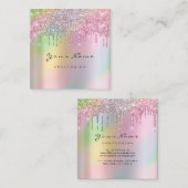 Makeup Artist Event Planner Glitter Holographic Vierkante Visitekaartje (Voorkant / Achterkant)