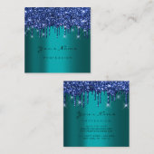 Makeup Artist Event Planner Glitter Navy Blauwgroe Vierkante Visitekaartje (Voorkant / Achterkant)