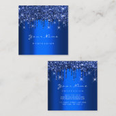 Makeup Artist Event Planner Glitter Navy Royal Vierkante Visitekaartje (Voorkant / Achterkant)