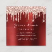 Makeup Artist Event Planner Glitter Roos Red Event Vierkante Visitekaartje (Achterkant)