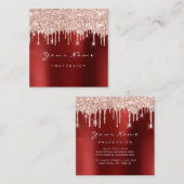 Makeup Artist Event Planner Glitter Roos Red Event Vierkante Visitekaartje (Voorkant / Achterkant)