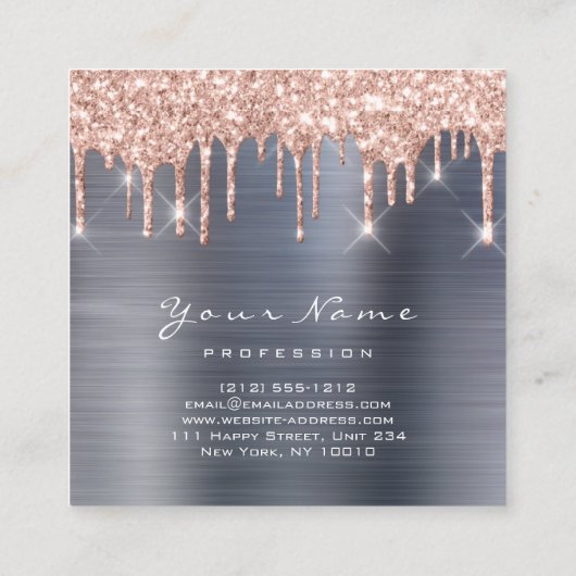 Makeup Artist Event Planner Glitter Spark Gray Gre Vierkante Visitekaartje (Achterkant)