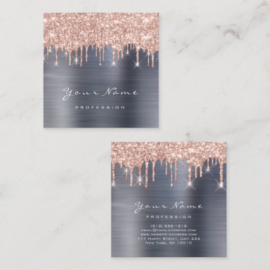 Makeup Artist Event Planner Glitter Spark Gray Gre Vierkante Visitekaartje (Voorkant / Achterkant)