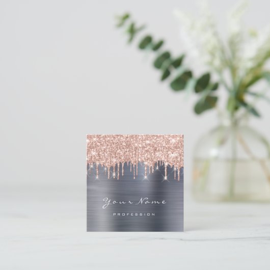 Makeup Artist Event Planner Glitter Spark Gray Gre Vierkante Visitekaartje (Staand voorkant)