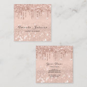 Makeup Artist Event Planner Glitter Spark Roos Vierkante Visitekaartje (Voorkant / Achterkant)