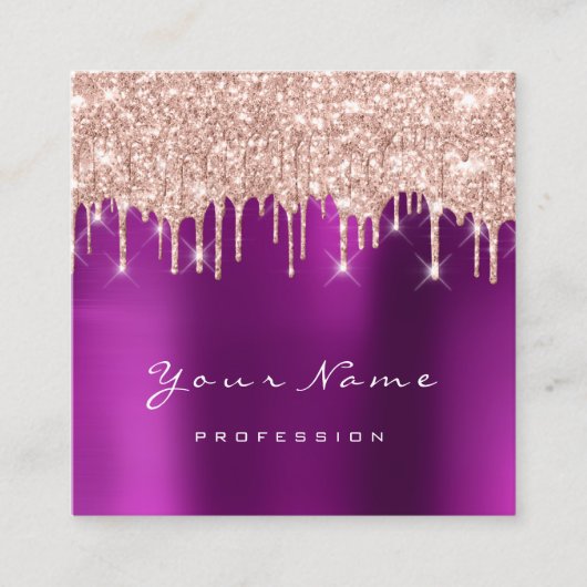 Makeup Artist Event Planner Glitter Spark Roze Vierkante Visitekaartje (Voorkant)