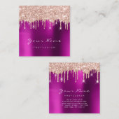 Makeup Artist Event Planner Glitter Spark Roze Vierkante Visitekaartje (Voorkant / Achterkant)