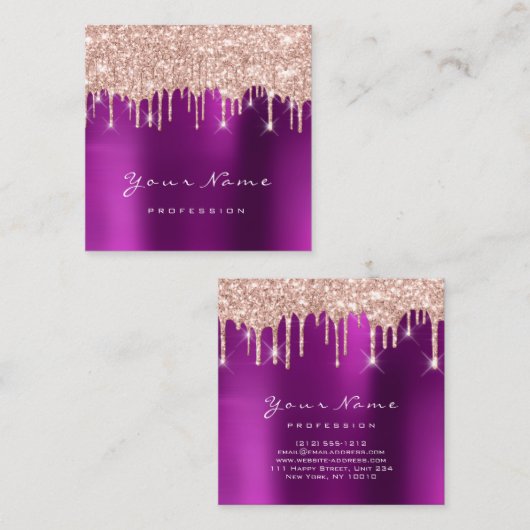 Makeup Artist Event Planner Glitter Spark Roze Vierkante Visitekaartje (Voorkant / Achterkant)