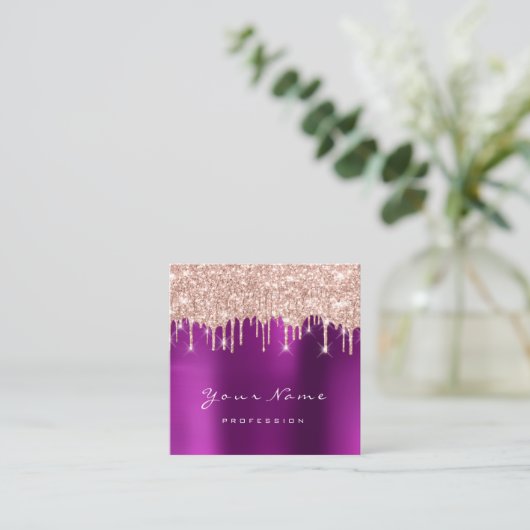 Makeup Artist Event Planner Glitter Spark Roze Vierkante Visitekaartje (Staand voorkant)