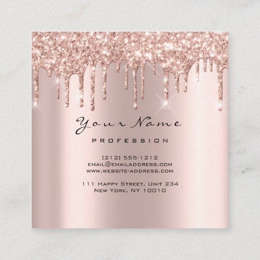 Makeup Artist Event Planner Glitter Spark Square Vierkante Visitekaartje (Achterkant)