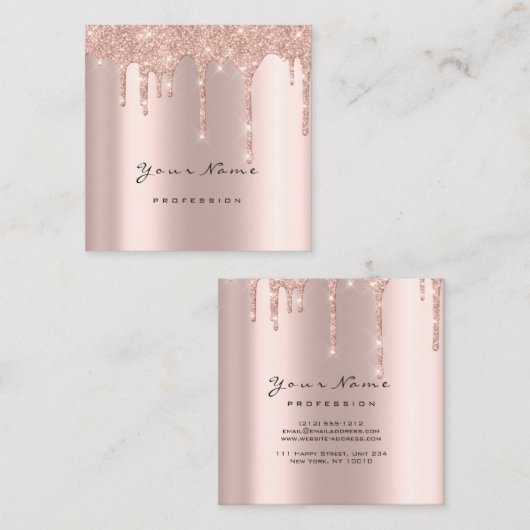 Makeup Artist Event Planner Glitter Sparkly Square Vierkante Visitekaartje (Voorkant / Achterkant)