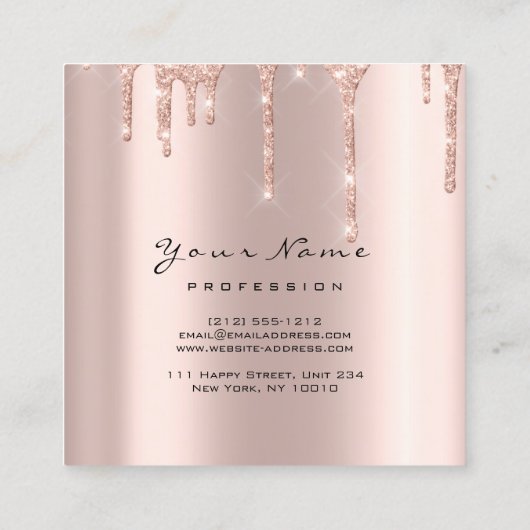 Makeup Artist Event Planner Glitter Sparkly Square Vierkante Visitekaartje (Achterkant)