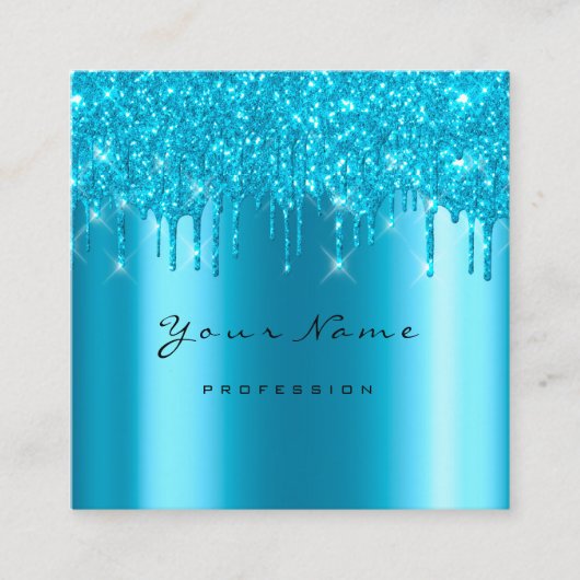 Makeup Artist Event Planner Glitter Turquoise Blue Vierkante Visitekaartje (Voorkant)