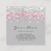 Makeup Artist Event Planner Gray Pink Grey Vierkante Visitekaartje (Achterkant)