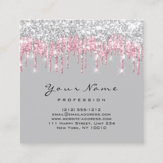 Makeup Artist Event Planner Gray Pink Grey Vierkante Visitekaartje (Achterkant)