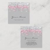 Makeup Artist Event Planner Gray Pink Grey Vierkante Visitekaartje (Voorkant / Achterkant)