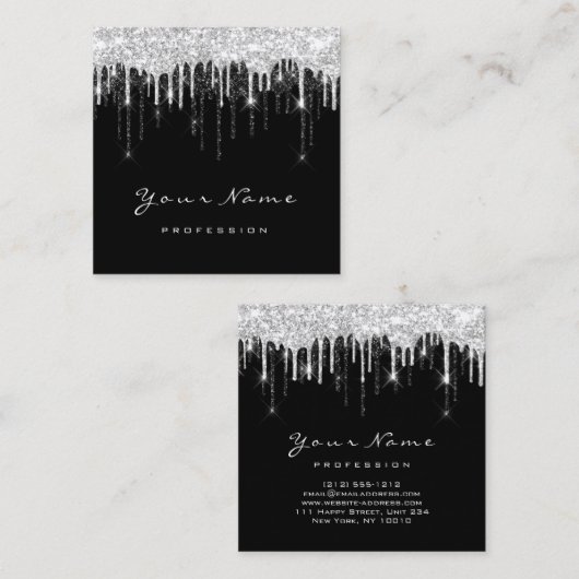 Makeup Artist Event Planner Grey Black Drivers Vierkante Visitekaartje (Voorkant / Achterkant)