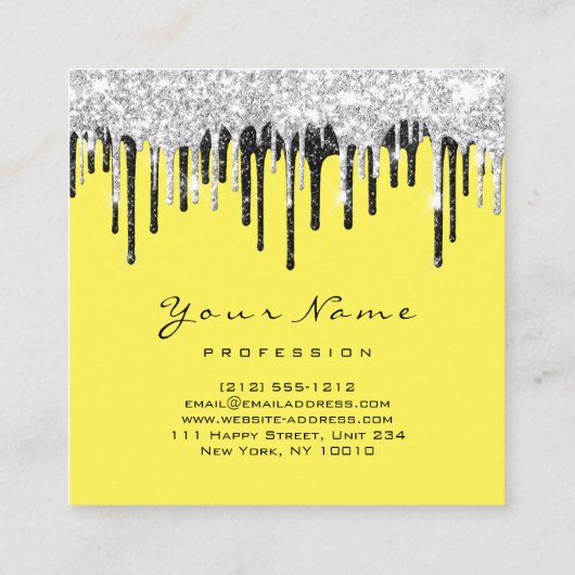 Makeup Artist Event Planner Grey Black Yellow Vierkante Visitekaartje (Achterkant)