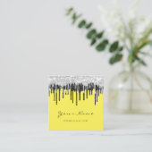 Makeup Artist Event Planner Grey Black Yellow Vierkante Visitekaartje (Staand voorkant)