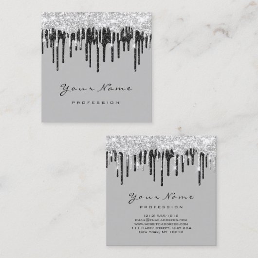 Makeup Artist Event Planner Grey Grey Grey Vierkante Visitekaartje (Voorkant / Achterkant)