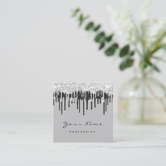 Makeup Artist Event Planner Grey Grey Grey Vierkante Visitekaartje (Staand voorkant)