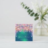 Makeup Artist Event Planner Holograaf GreeneryDrip Vierkante Visitekaartje (Staand voorkant)