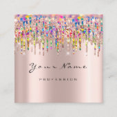 Makeup Artist Event Planner Holograaf Unicorn Roze Vierkante Visitekaartje (Voorkant)