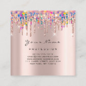 Makeup Artist Event Planner Holograaf Unicorn Roze Vierkante Visitekaartje (Achterkant)