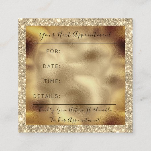 Makeup Artist Event Planner Sepia Gold Drift Spark Afsprakenkaartje (Achterkant)