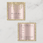 Makeup Artist Event Planner Sepia Gold Drip Roos Afsprakenkaartje (Voorkant / Achterkant)