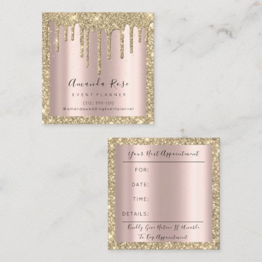 Makeup Artist Event Planner Sepia Gold Drip Roos Afsprakenkaartje (Voorkant / Achterkant)