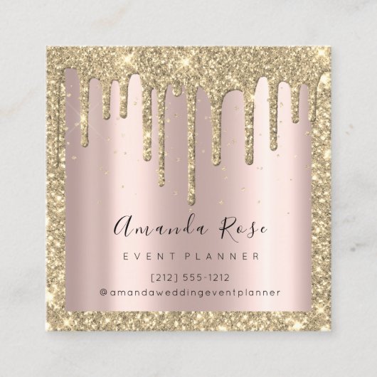 Makeup Artist Event Planner Sepia Gold Drip Roos Afsprakenkaartje (Voorkant)