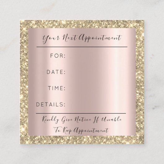 Makeup Artist Event Planner Sepia Gold Drip Roos Afsprakenkaartje (Achterkant)