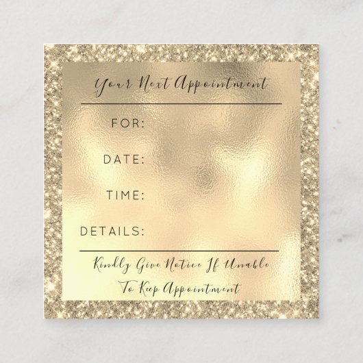 Makeup Artist Event Planner Sepia Gold Drip Spark Afsprakenkaartje (Achterkant)