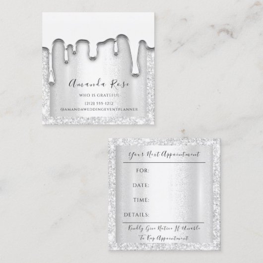 Makeup Artist Event Planner Silver Gray Passion Afsprakenkaartje (Voorkant / Achterkant)