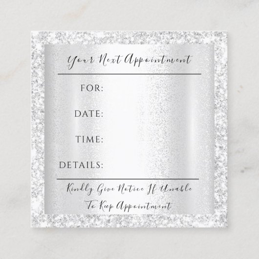 Makeup Artist Event Planner Silver Gray Passion Afsprakenkaartje (Achterkant)