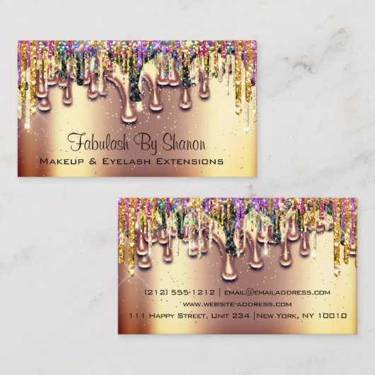 Makeup Artist Event Planner Weddenschap Drift Gold Visitekaartje (Voorkant / Achterkant)