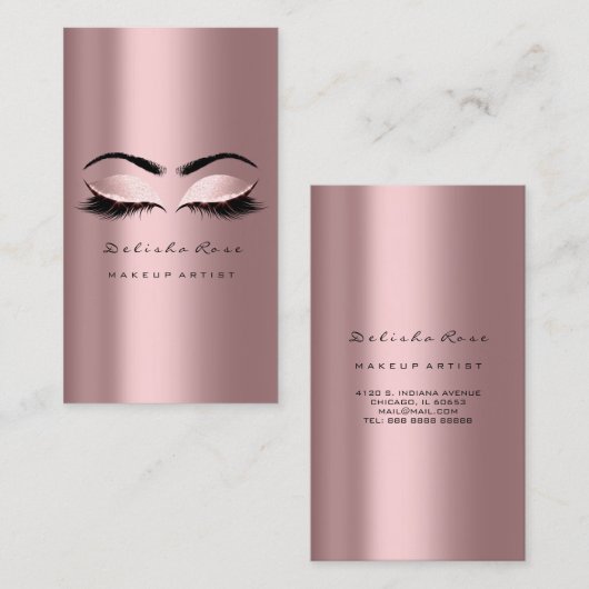 Makeup Artist Eye Lashes Glitter Blush Pink Visitekaartje (Voorkant / Achterkant)