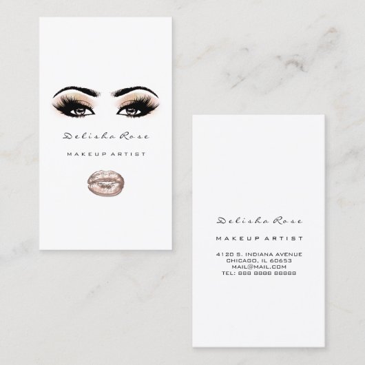 Makeup Artist Eye Lashes Glitter Eyebrow Lip Peach Visitekaartje (Voorkant / Achterkant)