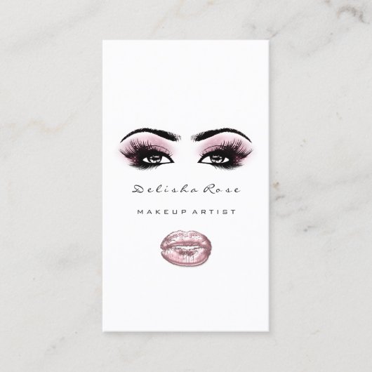 Makeup Artist Eye Lashes Glitter Eyebrows Lip Roze Visitekaartje (Voorkant)