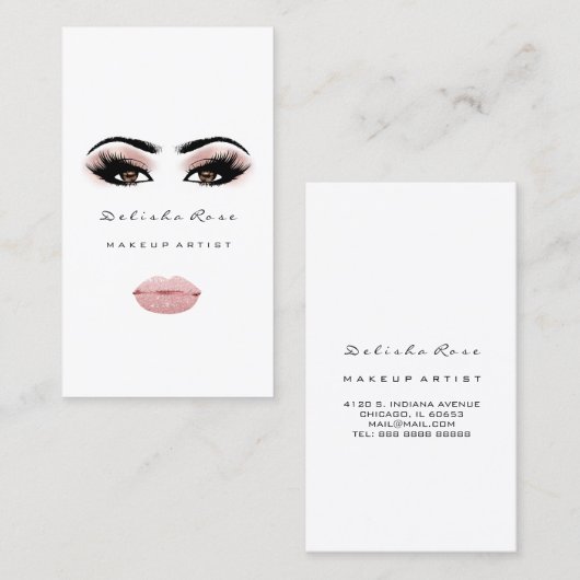 Makeup Artist Eye Lashes Roos Eyebrow Blush Lips Visitekaartje (Voorkant / Achterkant)
