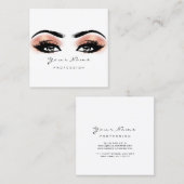 Makeup Artist Eyebrow Blush Lashes White Square Vierkante Visitekaartje (Voorkant / Achterkant)