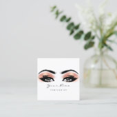 Makeup Artist Eyebrow Blush Lashes White Square Vierkante Visitekaartje (Staand voorkant)