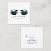 Makeup Artist Eyebrow Eye Lash Blue Navy Square Vierkante Visitekaartje (Voorkant / Achterkant)