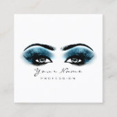 Makeup Artist Eyebrow Eye Lash Blue Navy Square Vierkante Visitekaartje (Voorkant)