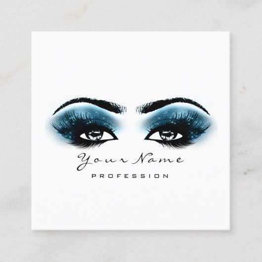 Makeup Artist Eyebrow Eye Lash Blue Navy Square Vierkante Visitekaartje (Voorkant)